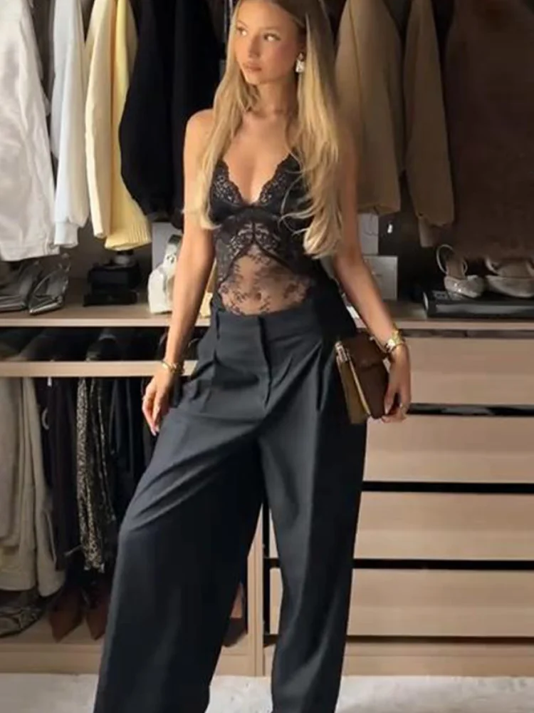 Sexy Lace Patchwork Jumpsuits For Women V Neck Sleeveless Backless High Waist Slim Jumpsuit 2026 Spring Fashion Lady Clothing image 5