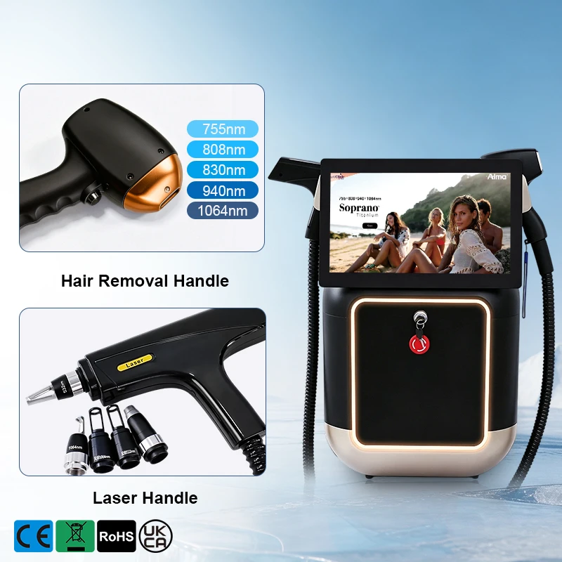 2-in-1 Diode Laser Picosecond Laser System Multi Wavelength Skin Care Device for Hair Reduction Pigment Removal Eyebrow Washing