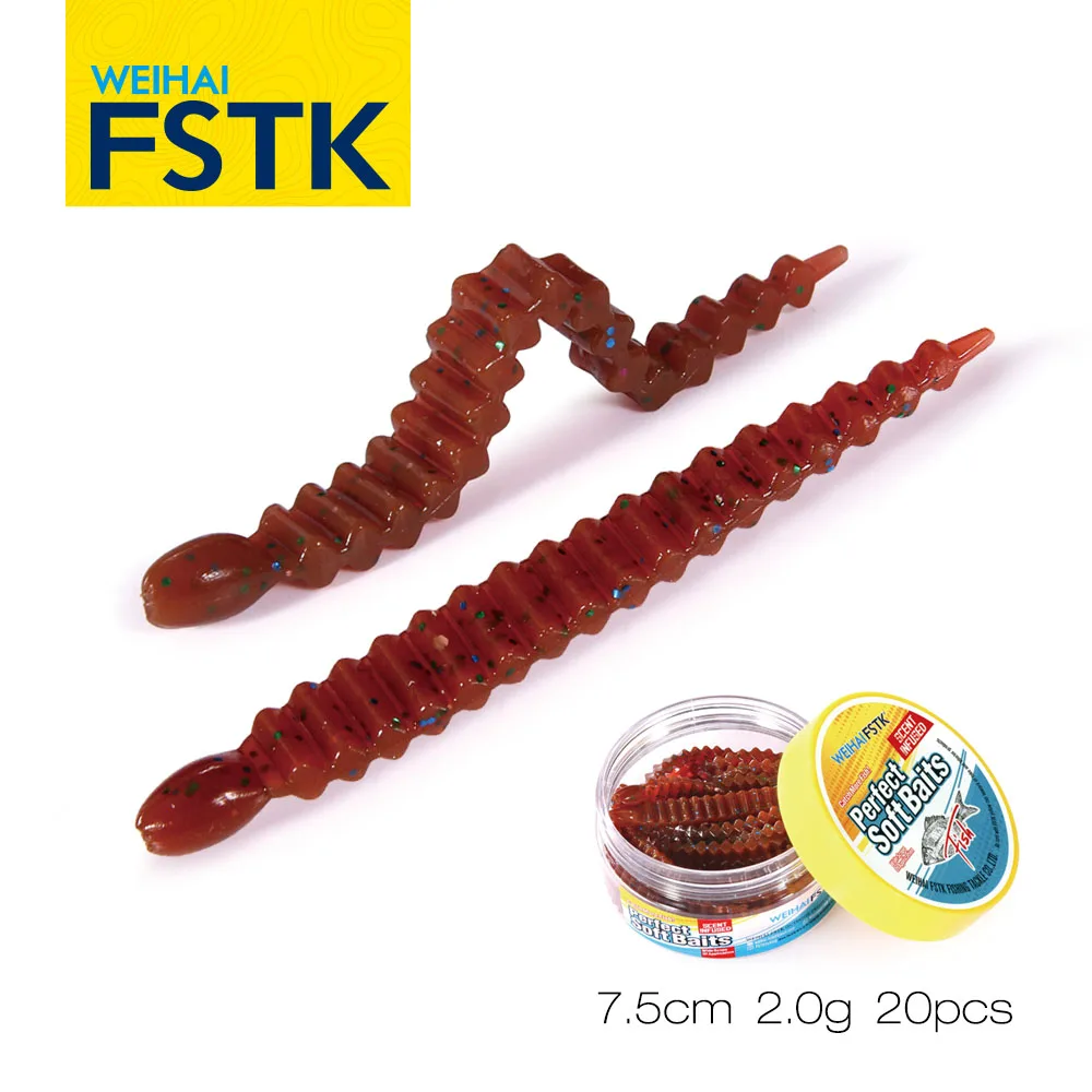 FSTK New Soft Leech Worm Trout Lures Fishing Lure Pesca 3inch 7.5cm 2.0g  Rigs Dropshot Bass Pike Artificial Plastic Soft Bait