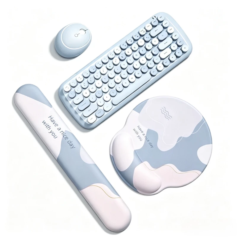 Silicone Mouse Pad With Keyboard Wrist Rest Set Nonslip Ergonomic Hand Support Mice Mat 3D Mousepad For Game Laptop Office Work