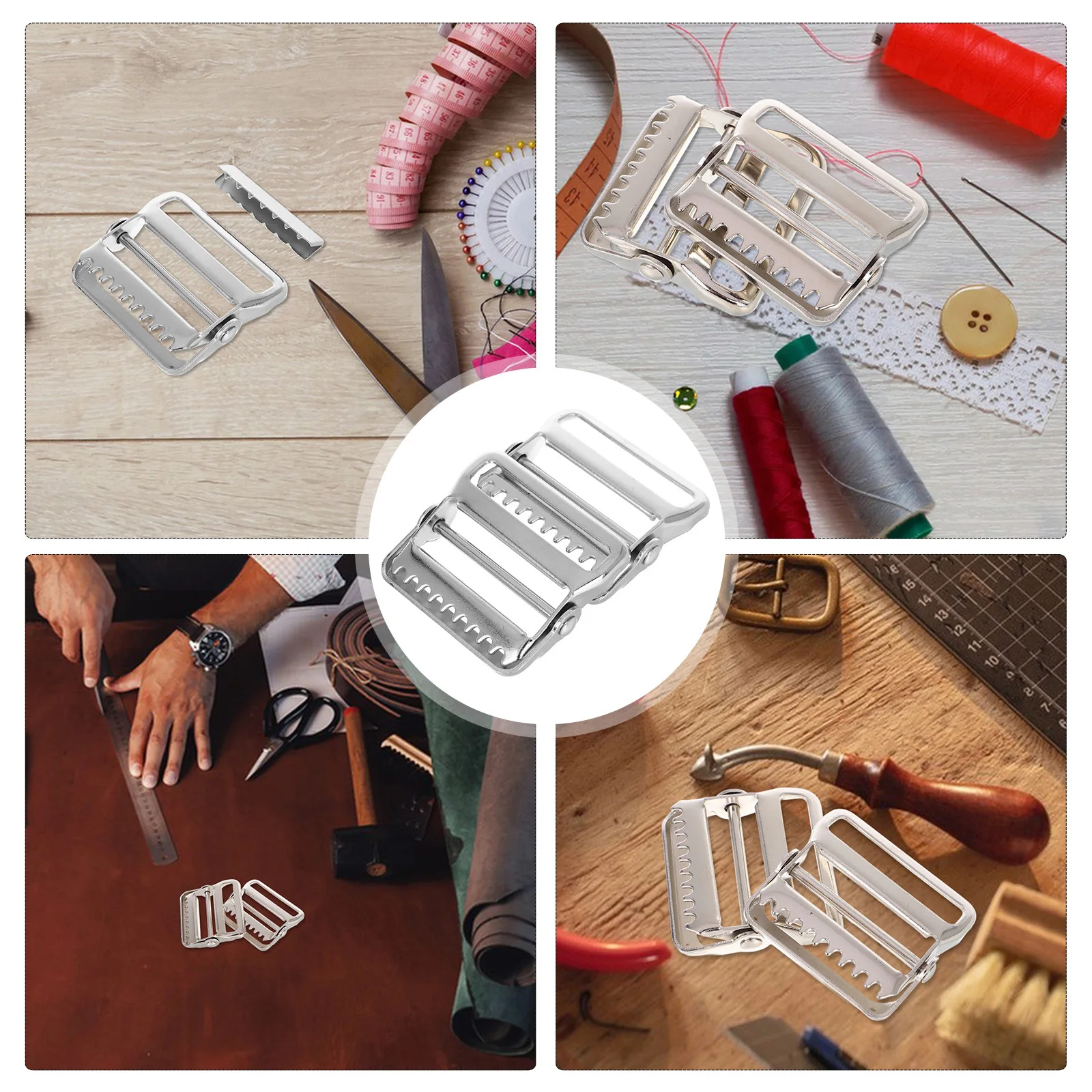 5pcs Metal Buckle For Belts Webbing Clip Adjustable Strap Fastener Replacement Slide Ladder Locking Hardware Iron Adjuster For