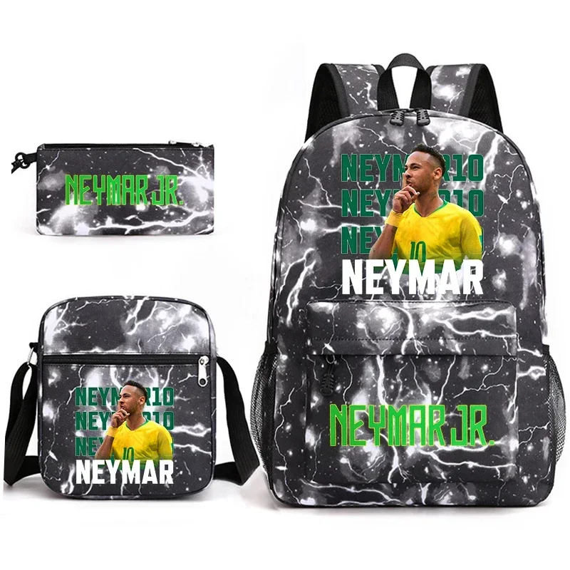 Conjunto de mochila de estudante com estampa de avatar neymar, bolsa escolar infantil, estojo de lápis, bolsa de ombro, conjunto de 3 peças