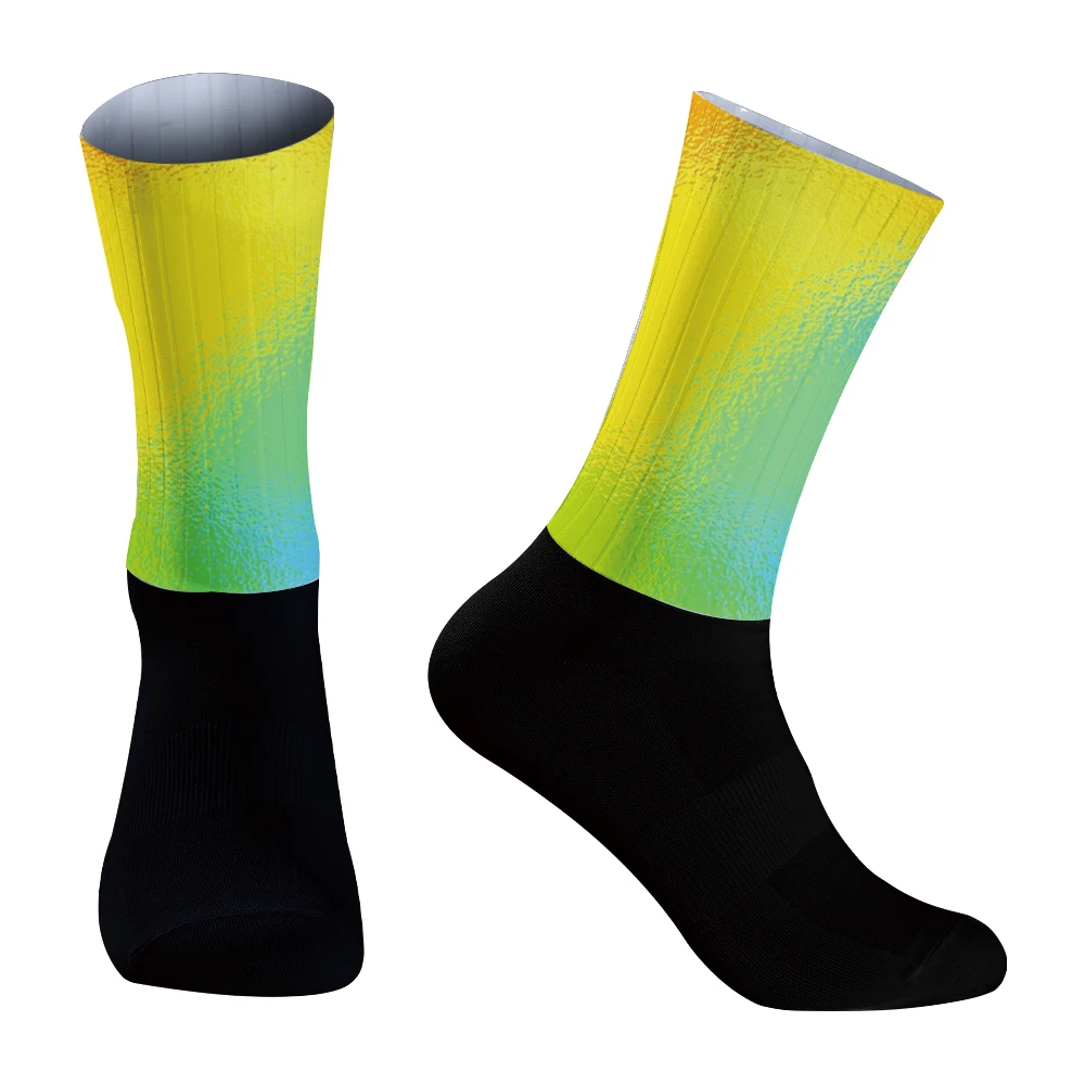 Summer Anti Slip Silicone Aero Socks Men Bicycle Sport Running Bike Socks 2024 New Cycling Socks