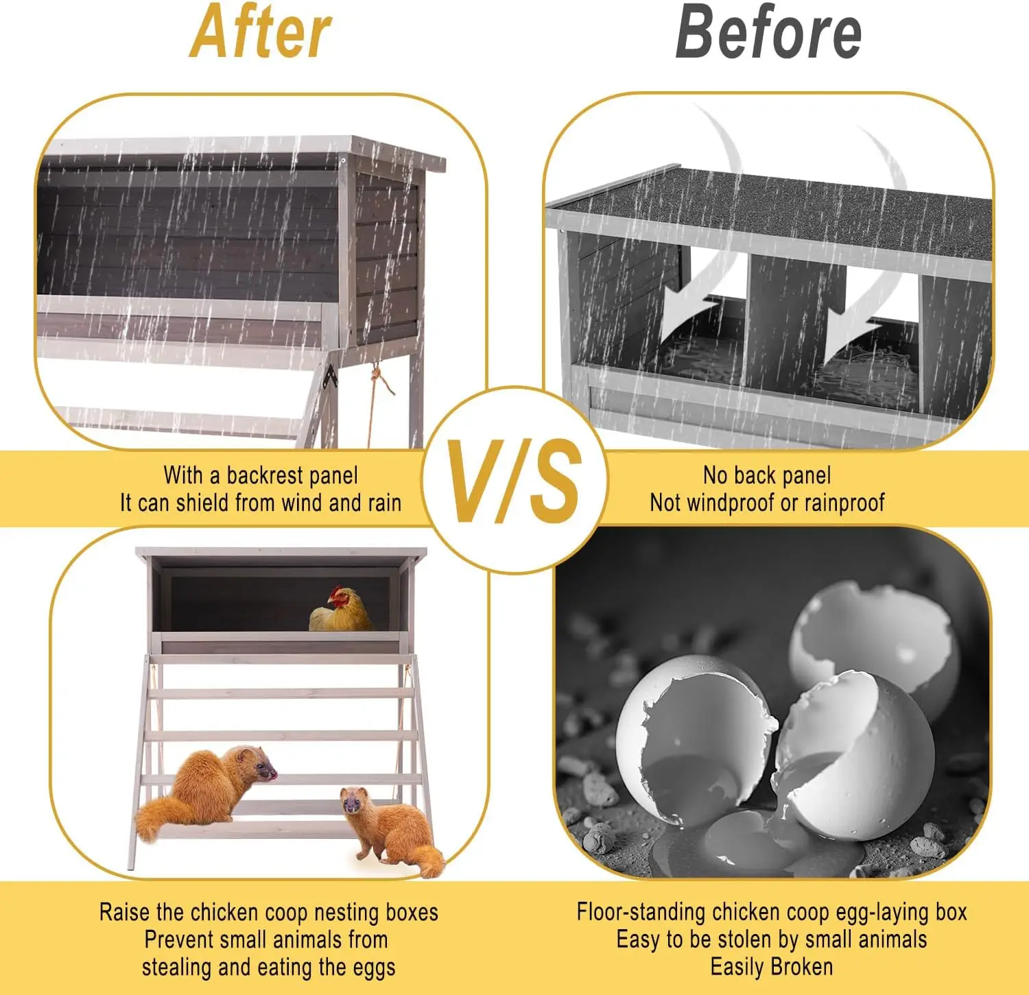 Chicken Coop Nesting Application, Asphalt Roofing Material, Stairs and Leisure Swing, Suitable for Hens or Chickens