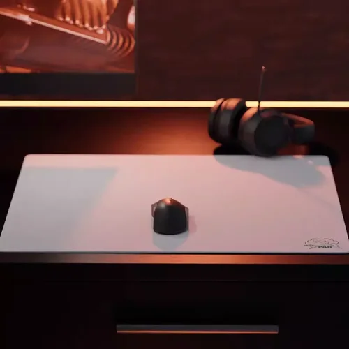 Imagen 2 del producto Alfombrilla de ratón de cristal blanco y negro, alfombrilla de ratón para juegos Sora, patrón personalizado, alfombrilla de escritorio para juegos suave templado, juegos de oficina Fps Esports