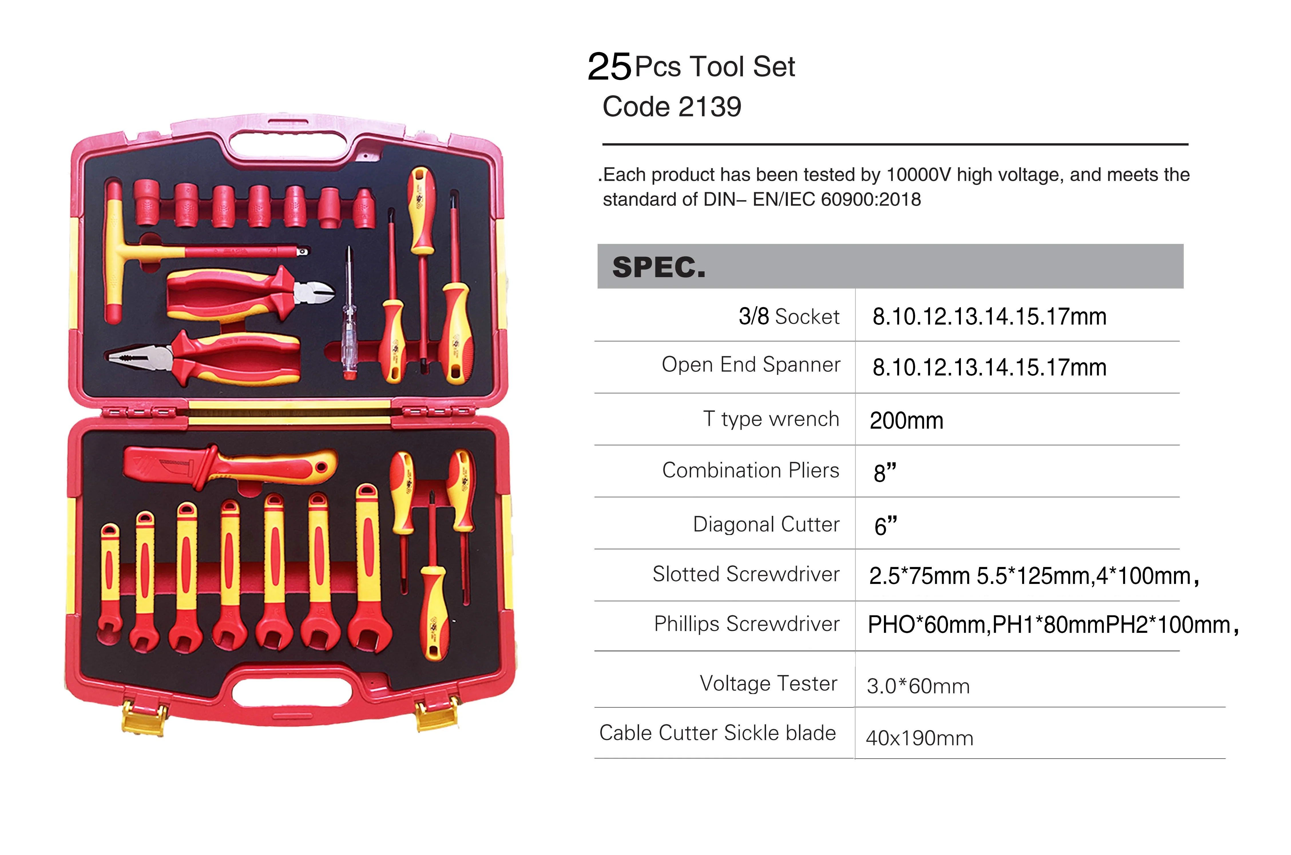 Portable 25pcs Wear-resistant Insulated Tool Set, Practical Multi-spec Tools for Daily New Energy Car Inspection and Maintenance