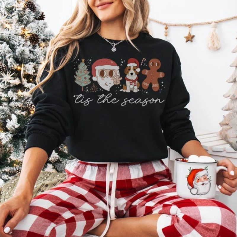 بيغل عيد الميلاد البلوز سانتا الزنجبيل رجل عيد الميلاد Crewneck طاقم الرقبة عارضة مريحة الخريف الشتاء الحرارية هوديي #3