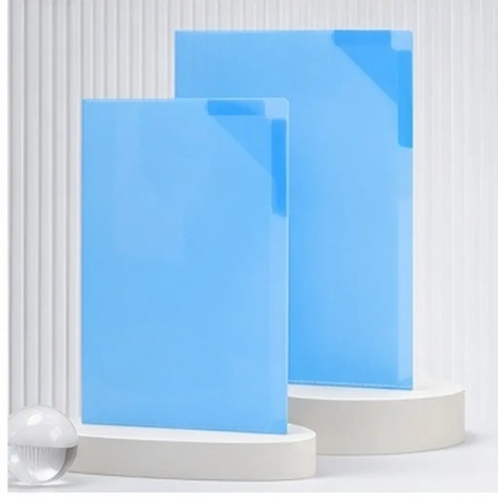 24Pcs Office File Folders A4 L-Shaped Plastic Waterproof Document Organizer Blue Folder for Work Presentation Project Management