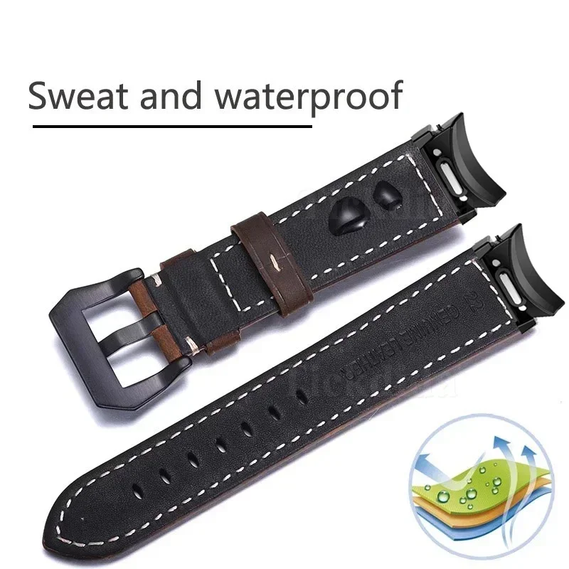 Quick Fit Leather Band for Samsung Galaxy Watch 6 5 4 40 44mm Watch 5 Pro 45mm 46mm Strap for Galaxy Watch 4 6 Classic 47mm 43mm