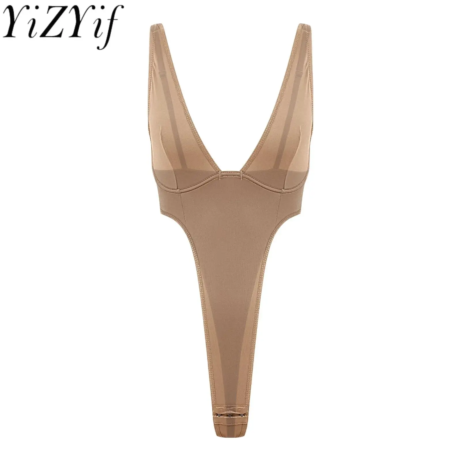 

Women Lingerie Deep V Neck High Cut Bodysuits Sleeveless Hook And Eye Openable Crotch Bodysuit for Erotic Temptation Nightwear