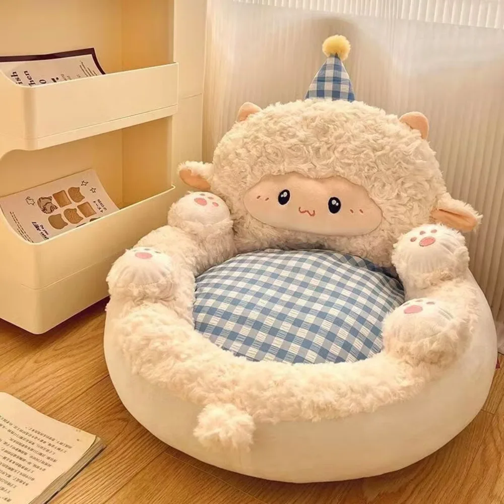 Fashion Lamb Shape Sheep Cushion Kawaii Seat Pad Removable Inner Pad PP Cotton Filling Stuffed Floor Cushion Home