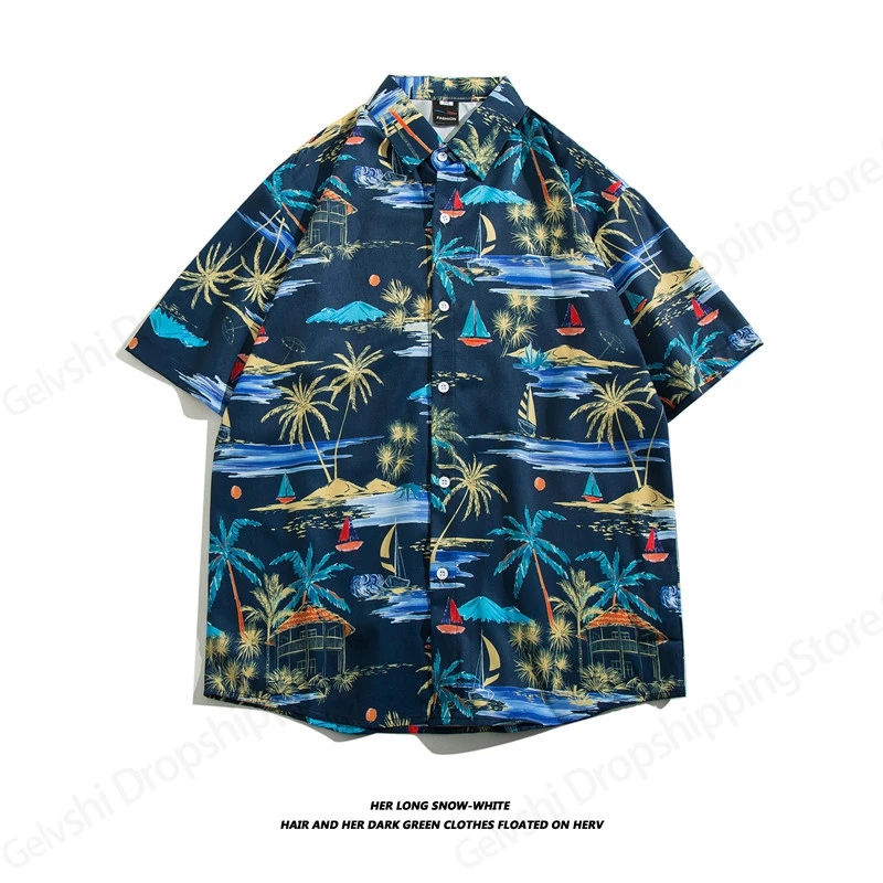 Floral Hawaiian Shirt For Men Women Single-Breasted Short Sleeve Beach Shirt Animal Leaf Flower Blouse LOOSE Breathable Top 2025