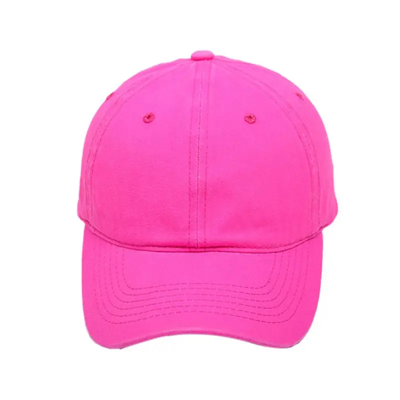 Baseball Unisex Athletic Low Plain Fluorescent Solid Color Cotton Adjustable Dad Hat for Men Women