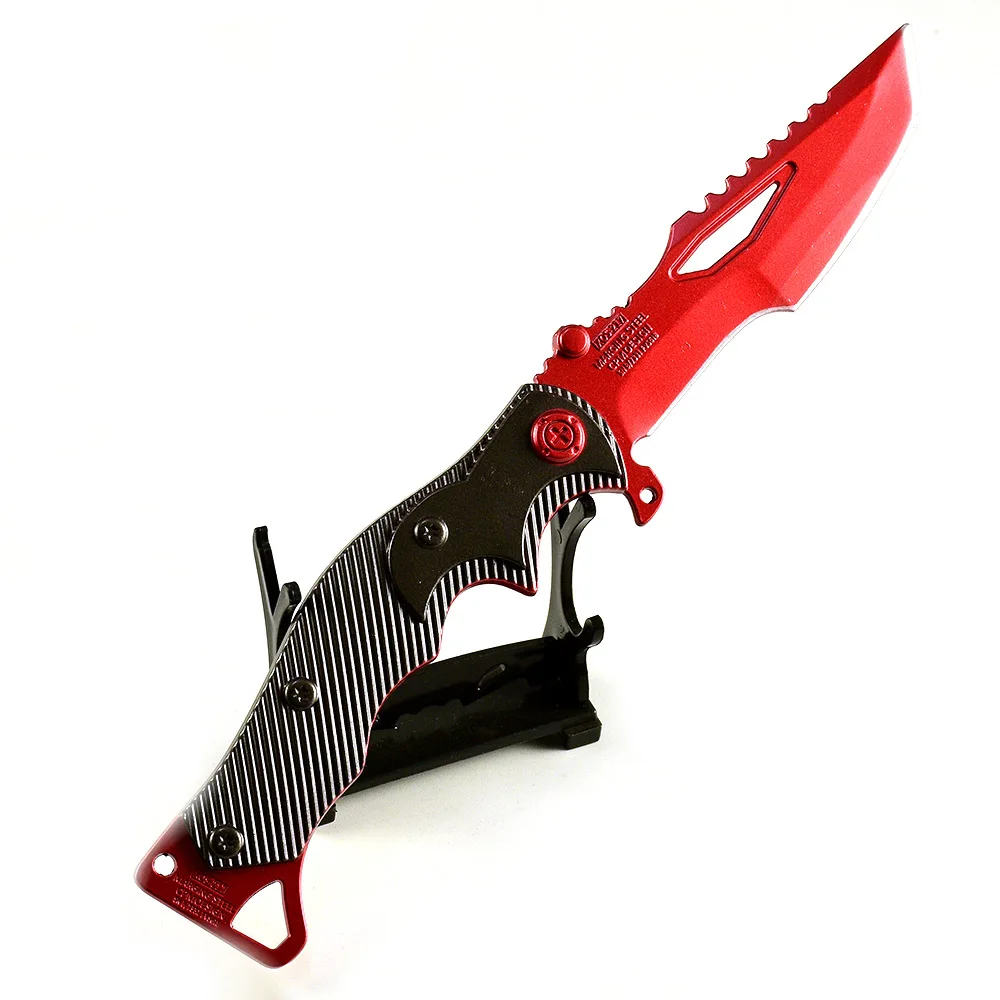 Arena jogo armas periféricas modelo pipa vermelha faca dobrável 24cm sem cortes todo em metal artesanato ornamento cosplay prop presente do menino
