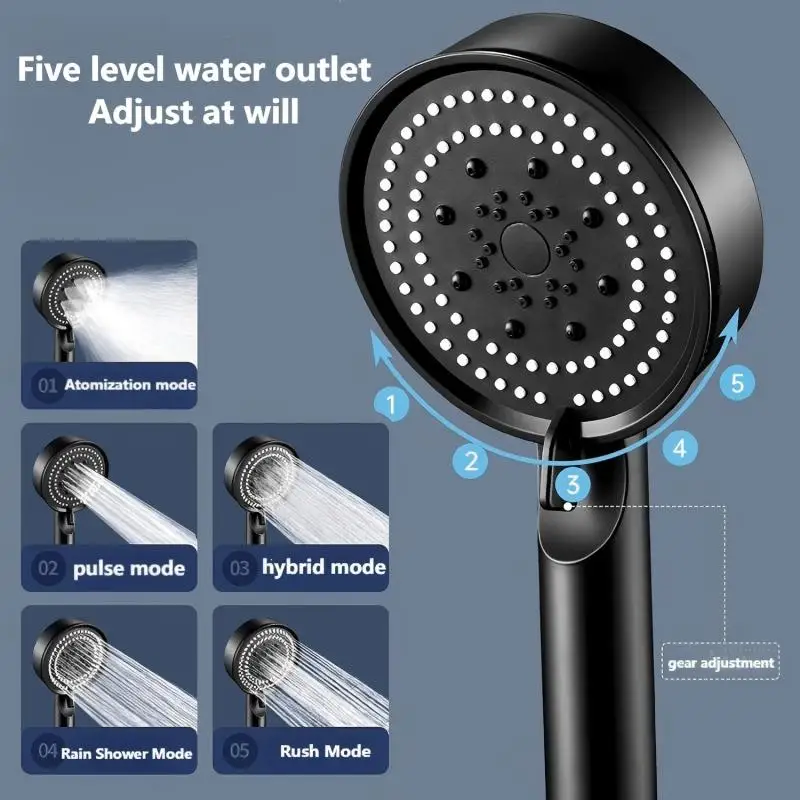 

Душевая насадка, душевая насадка под давлением Black Warrior, полный комплект шланга для фильтрационной водопроводной трубы, ручная насадка для душа