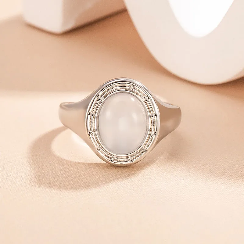 

VENTFILLE стерлингового серебра 925 пробы геометрическое кольцо с лунным камнем для женщин эллипс широкая элегантная текстура роскошные ювелирные изделия подарок на вечеринку Прямая поставка