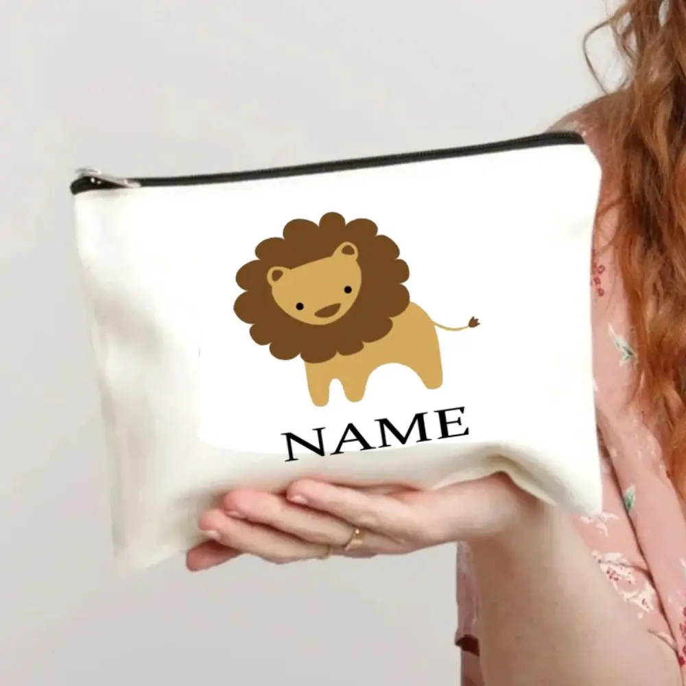 

Name Customization Washbag Cute Women's Cosmetic Bag Animal Makeup Storage Organizer Teacher Appreciation Gifts Make Up Bag Bags