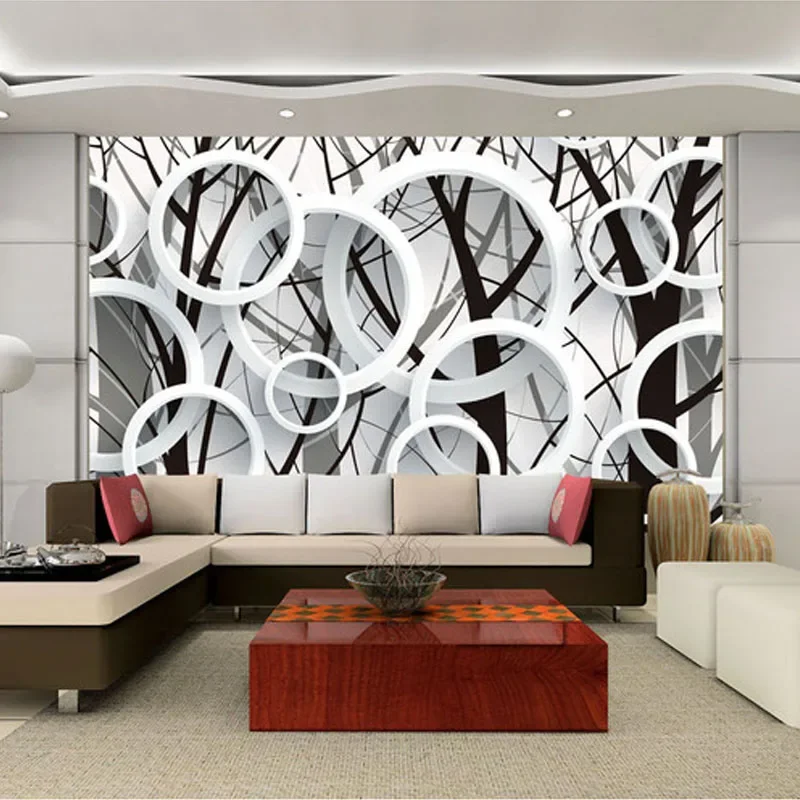 Custom Photo Wallpaper 3D Stereoscopic Abstract Circles Tree Living Room Sofa TV Backdrop Wallpaper Murales Papel De Parede 3D