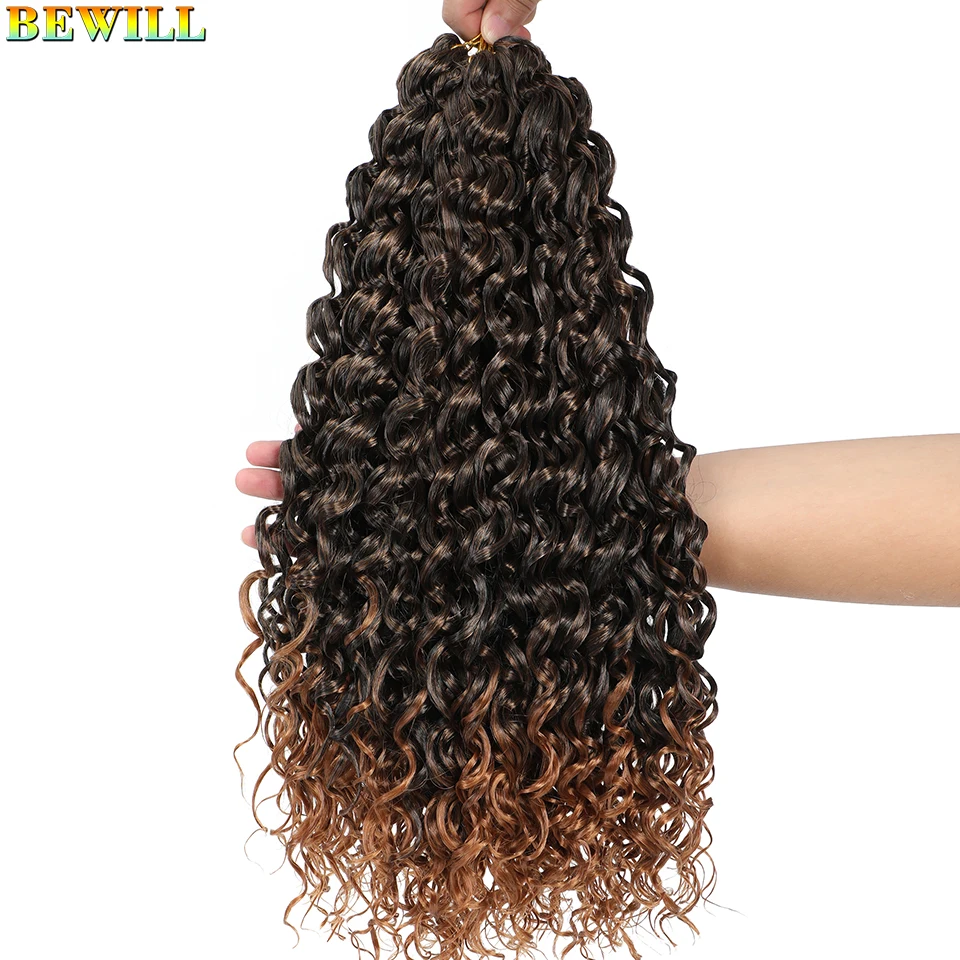 BEWILL GoGo Curl Häkelhaar 14 18 Zoll Wasserwelle Strand Curl Häkelhaar Ombre Synthetische böhmische Zöpfe Haarverlängerungen 1B – Detail 34