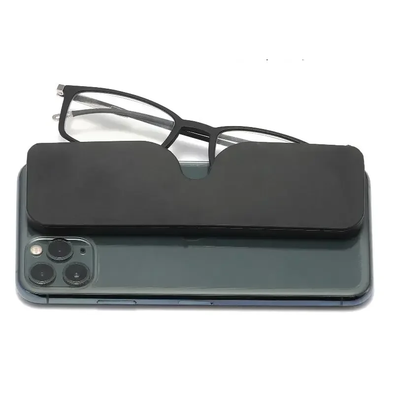 

New Retro Square Paste Mobile Phone Portable Ultra Light Reading Glasses for Men and Women with Eyeglasses Case +1.0 To +4.0