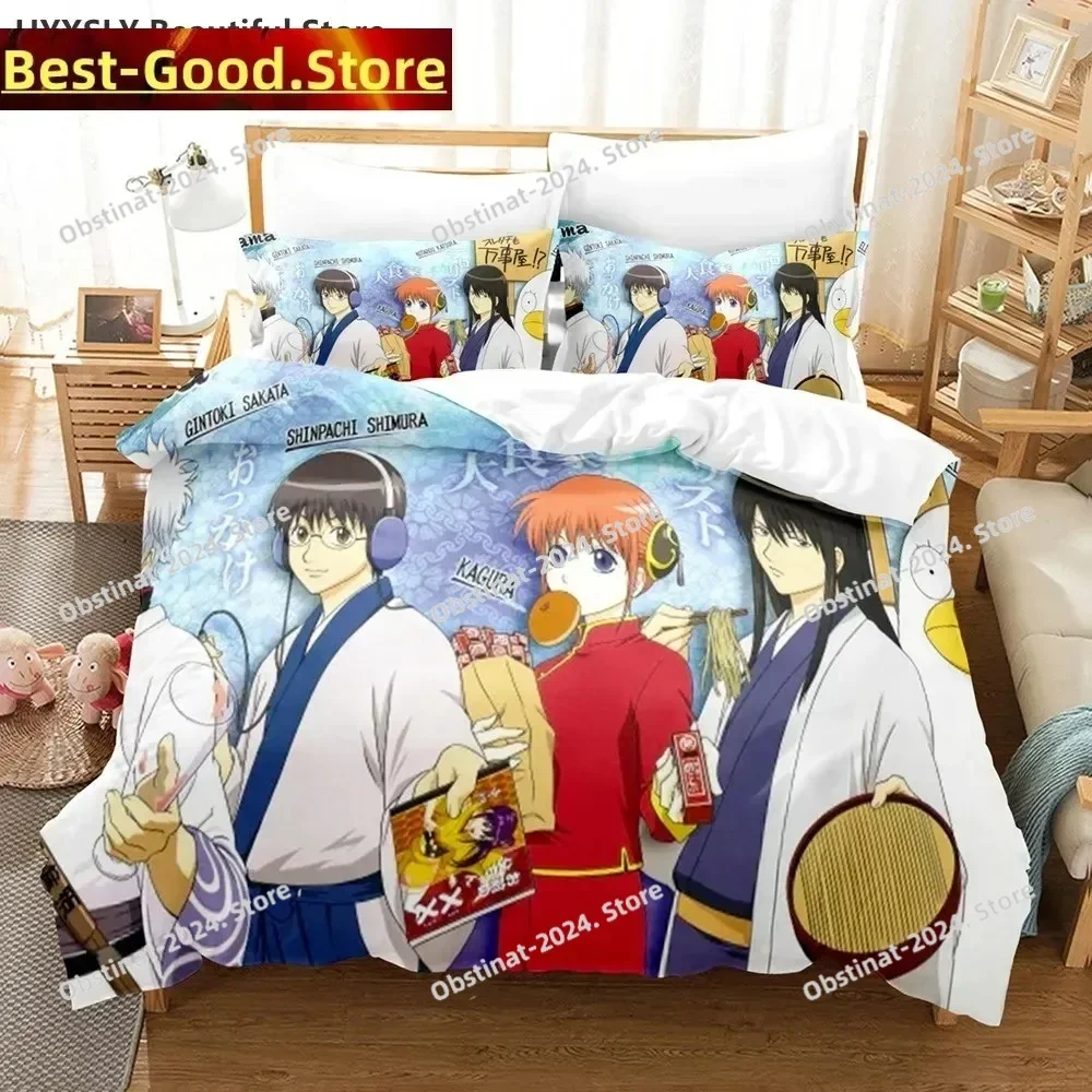 

Gintama Anime Printed Bed Set Duvet Cover Pillowcase Bedding Set Linen Sheet Quilt Cover Full Queen King Size 3D Sakata Gintoki