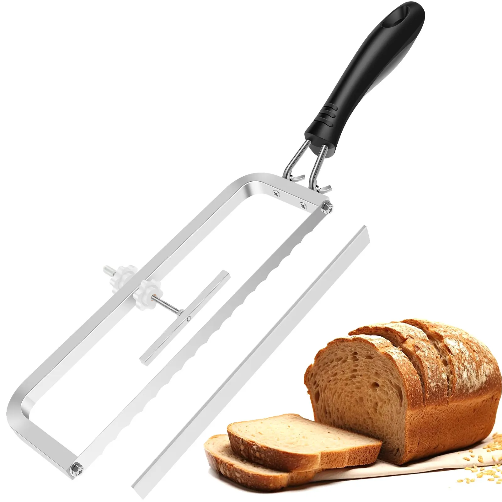 Stainless Steel Homemade Bread Knife Adjustable Sourdough Bread Slicer with Precision Thickness Guide Manual Bread Slicing Knife