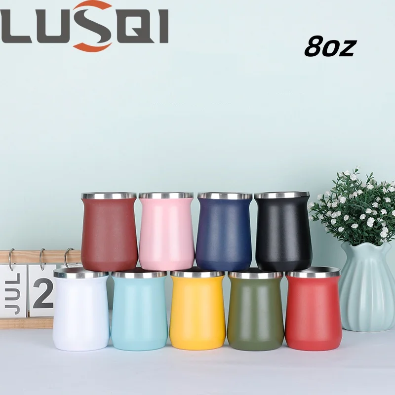 

LUSQI 304 Stainless Steel Vacuum Mini Insulated Cup Double-Layer Mate Cup With Spoon Hammered Paint Car Travel Cup/Coffee Cup