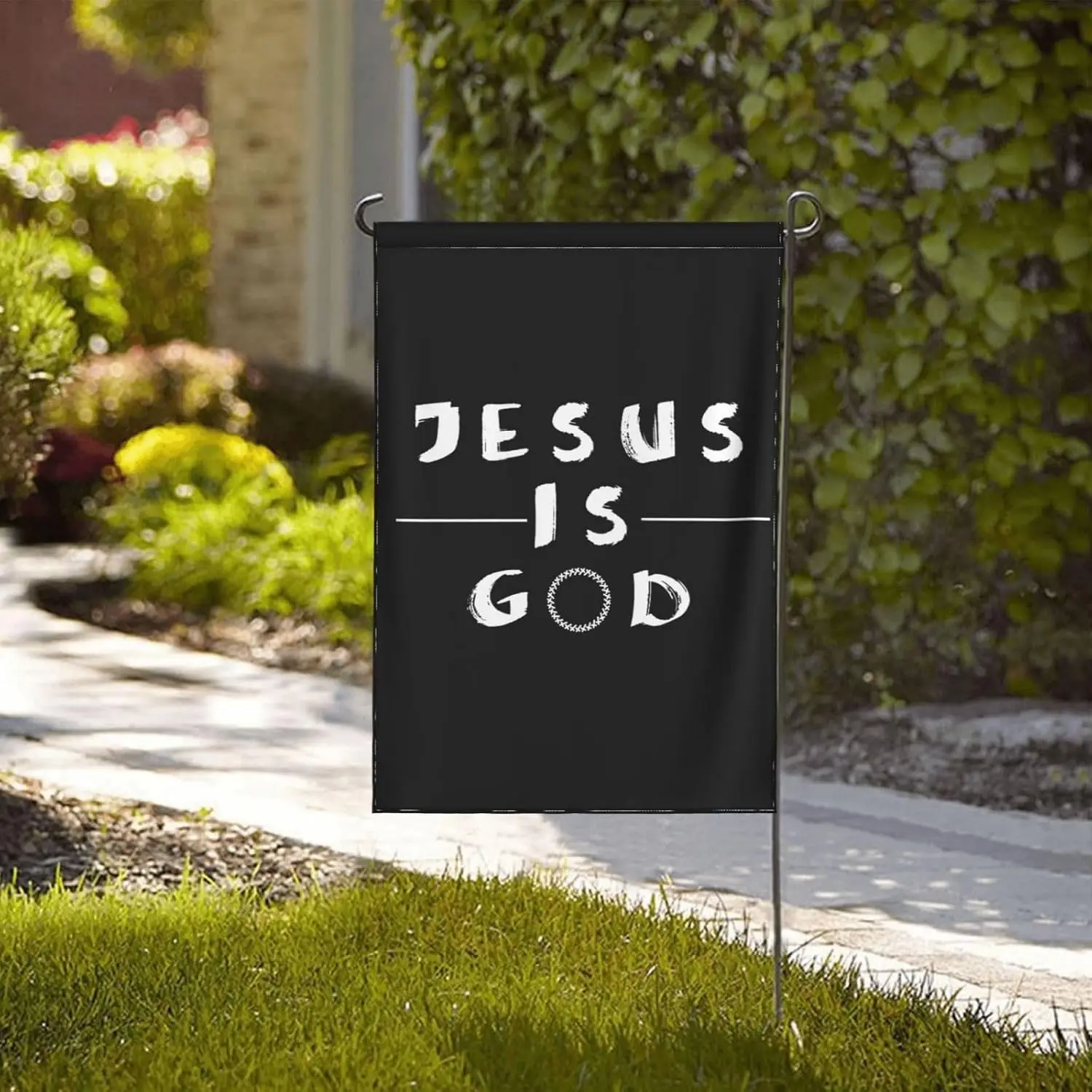 Jesus Is God Cross Nails Flag Double Sided Garden Flag 12.5x18 Inch - Farmhouse Seasonal Yard Decor, Outdoor Decorative Flag GGX