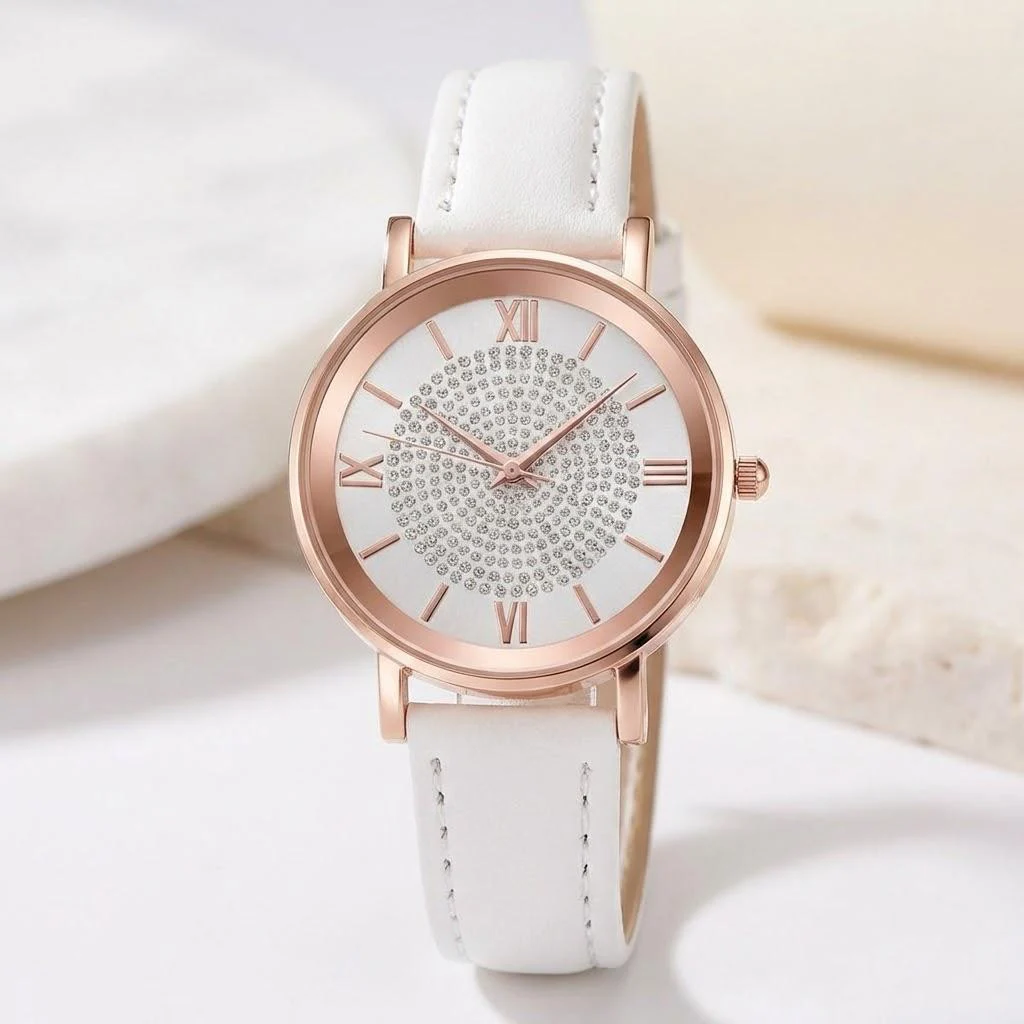 Women Fashion Rhinestone Quartz Watch Starry Sky Design Jewelry Wrist Watch for Ladies Girls Birthday Gift