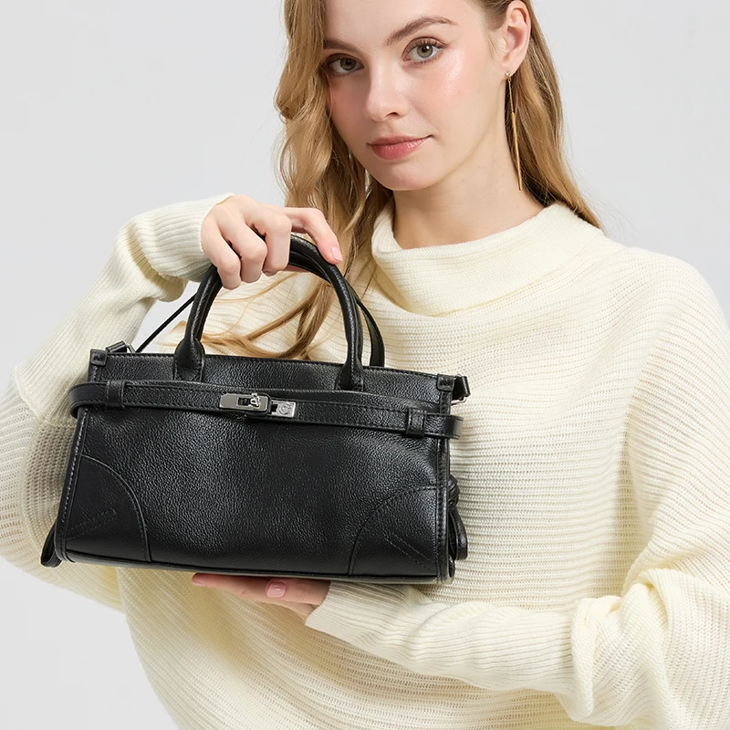 Bolsa boston de couro genuíno das mulheres moda feminina de couro de grão superior bolsa de ombro crossbody designer de luxo sacola