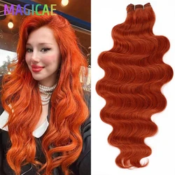 30Inches Ginger Orange Brown Body Wave Hair Weave Bundles 200g Ombre 27 Blond White 613 High Temperature Synthetic Human-Like