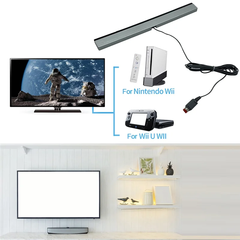 A92Z Wired Motion Sensor Receiver With Extension Cord Wired Motion Sensor Bar Wired Remote Sensor Bar For Nintendo Wii Wii U