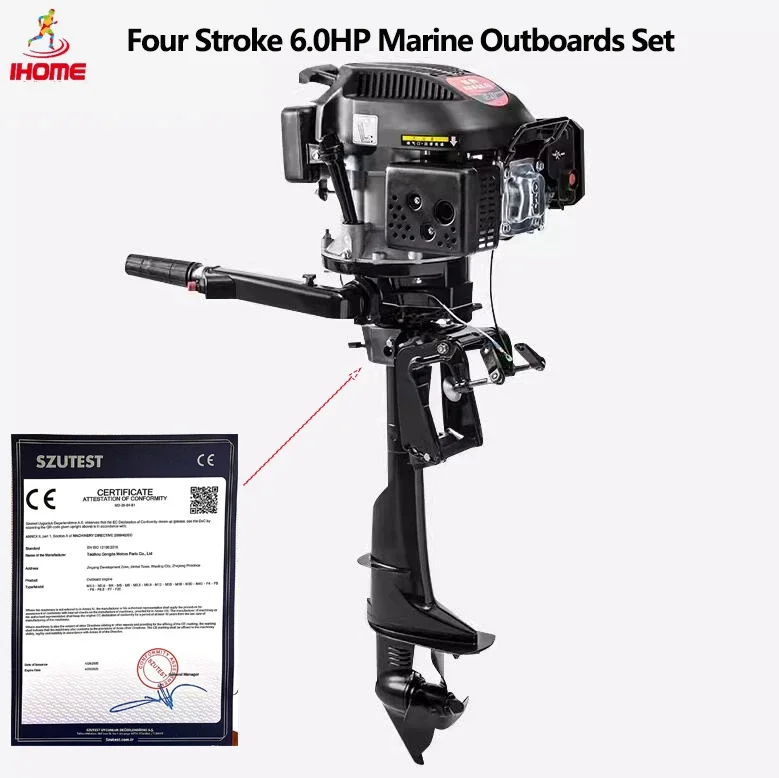 HANGKAI Air-cooled Marine Outboards Four Stroke 6.0Hp Max.output(kw):3.75KW for Inflatable Boat Propellers Boat Motors