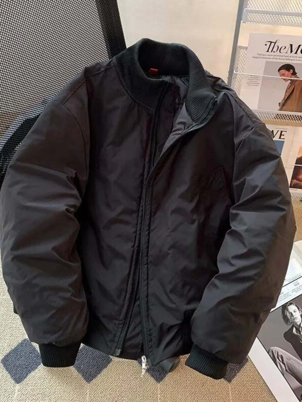 

Мужская зимняя теплая хлопковая куртка-пилот Thiened Bla с воротником-стойкой, универсальная, длинная, на молнии, повседневная