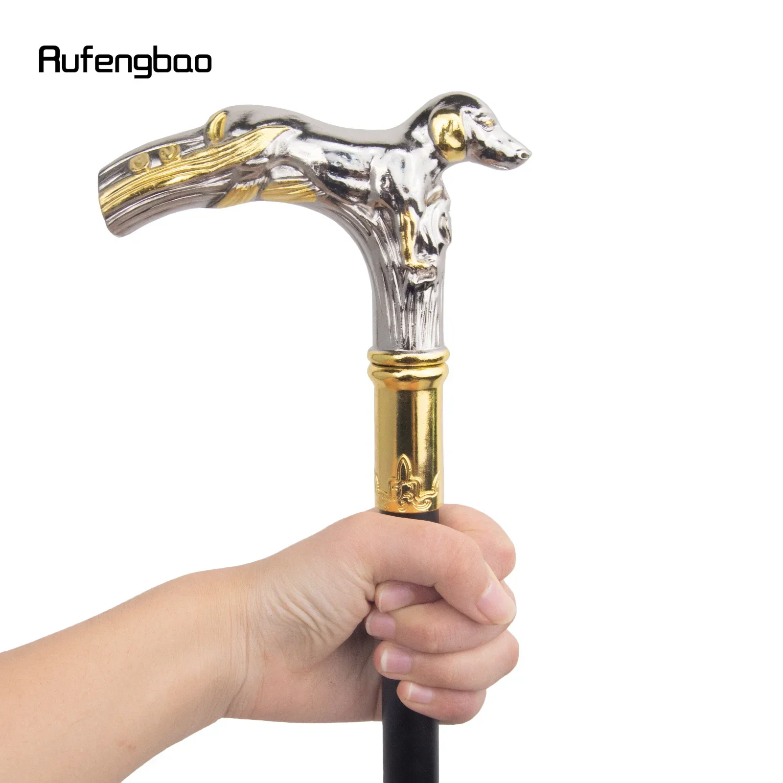 الذهبي الأبيض الكلب الفاخرة نمط عصا للمشي حفلة موضة أنيقة عصا للمشي الزخرفية Cospaly قصب مقبض Crosier 88 سنتيمتر #5