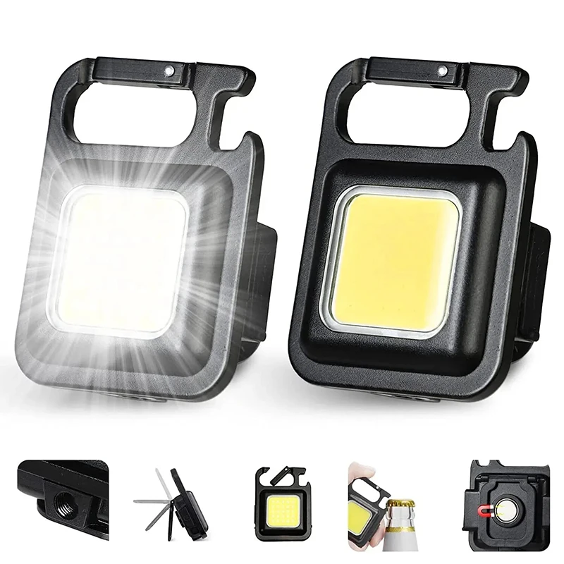 Mini LED Taschenlampe Schlüsselbund Multifunktionale Tragbare COB Camping Lampen USB Lade Arbeit Lichter Outdoor Tasche Lampe Mit Magnet