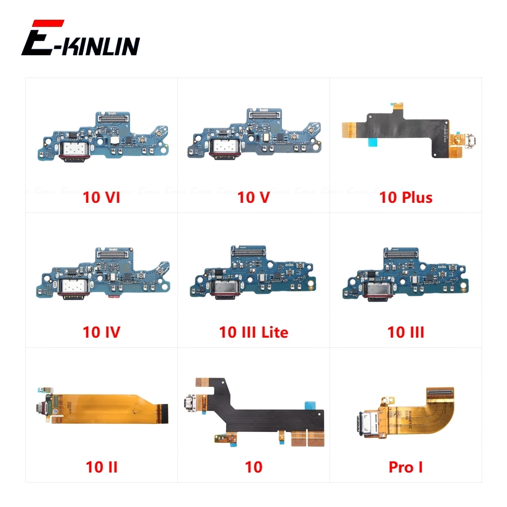 USB Charging Port Connector Board Parts Flex Cable With Mic For Sony Xperia Pro I 10 II III Lite Plus V VI IV Repair Parts
