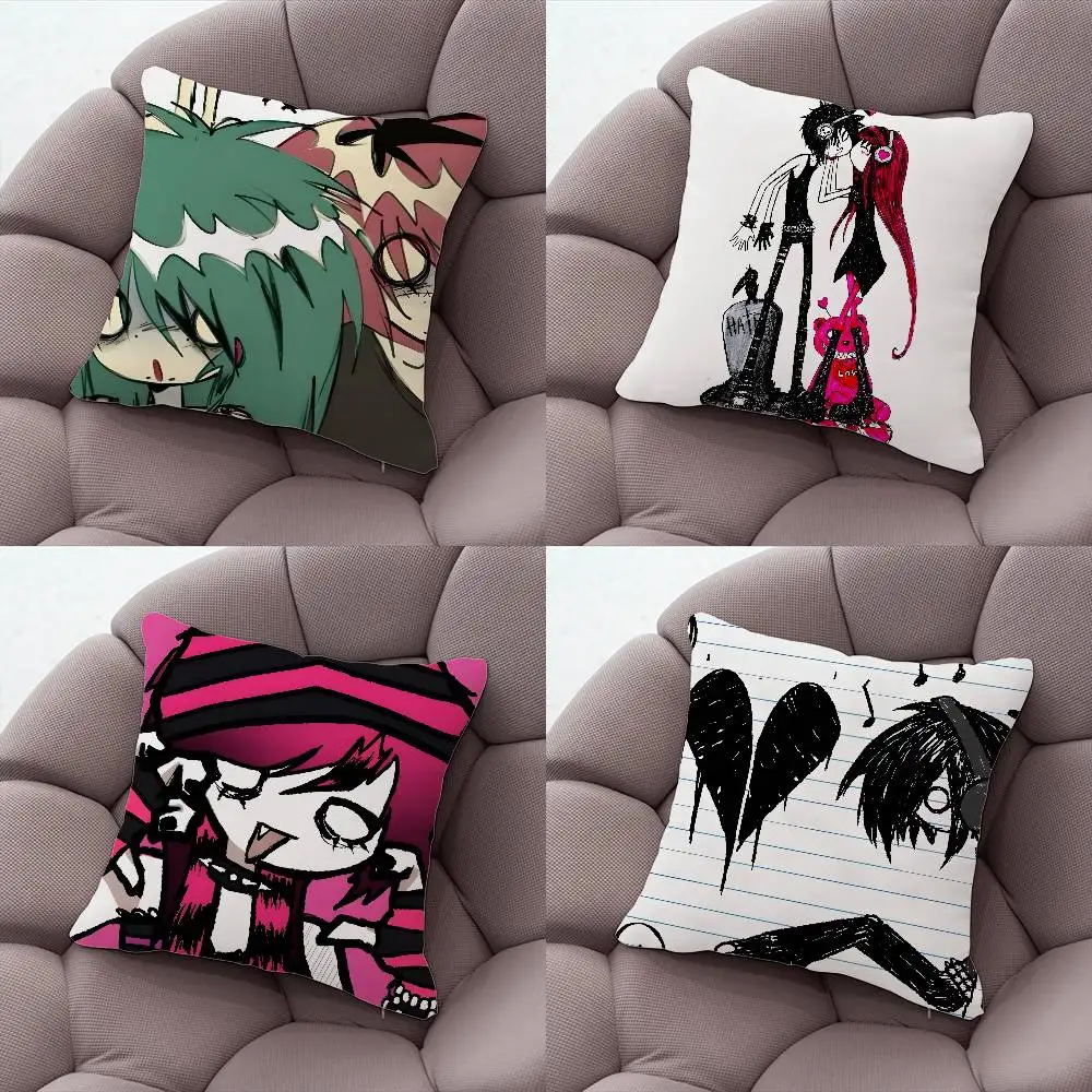 

Emo Love Boys Black Pillow Case Silky Short Plush With Invisible Zipper Dustproof Sofa Cushion Cover For Home Decor
