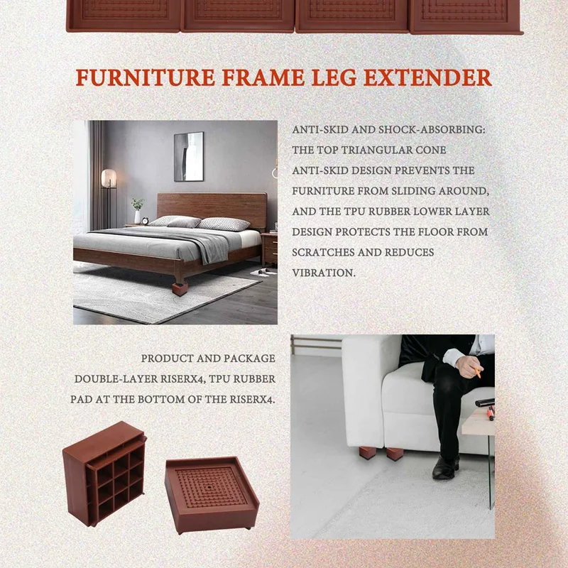 AT43-4 Pcs Foot Pad Furniture Base Frame Adjustable Lifting Table And Chair Frame Leg Extender Furniture Frame Foot