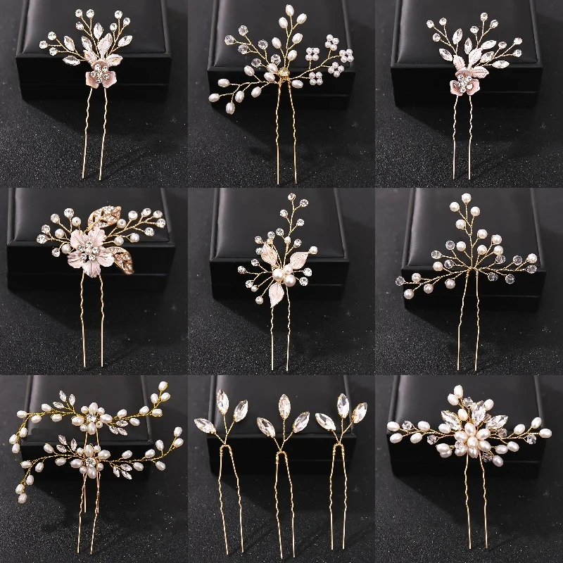 

Заколки для волос с кристаллами и жемчугом в форме цветка, Заколки для женщин, украшения для волос для невесты, свадебные аксессуары для волос, Шпилька для волос для выпускного вечера, головной убор