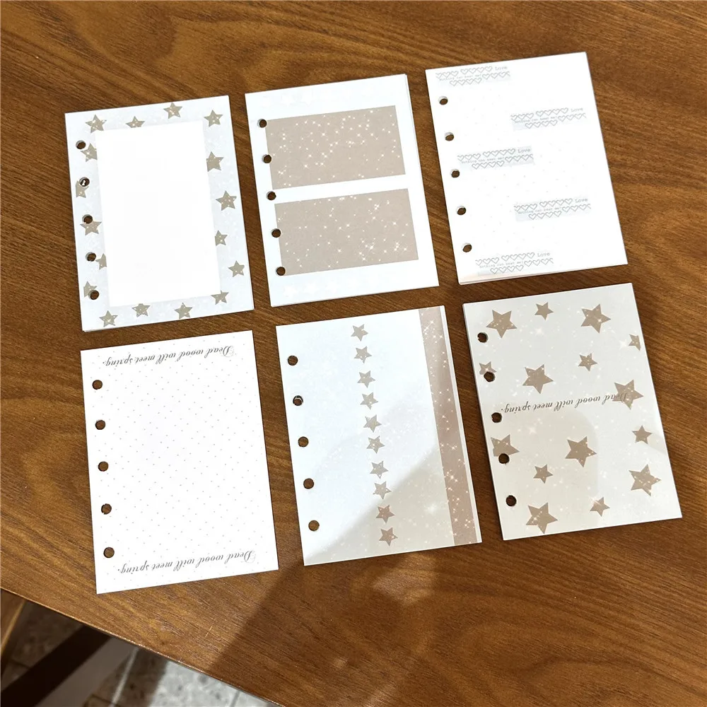 

40Sheet/50Sheet/60Sheet M5 A8 Loose-Leaf Notebook Refill Paper Fish Sushi Snowflake Star Inner Refill Binder Paper Pages
