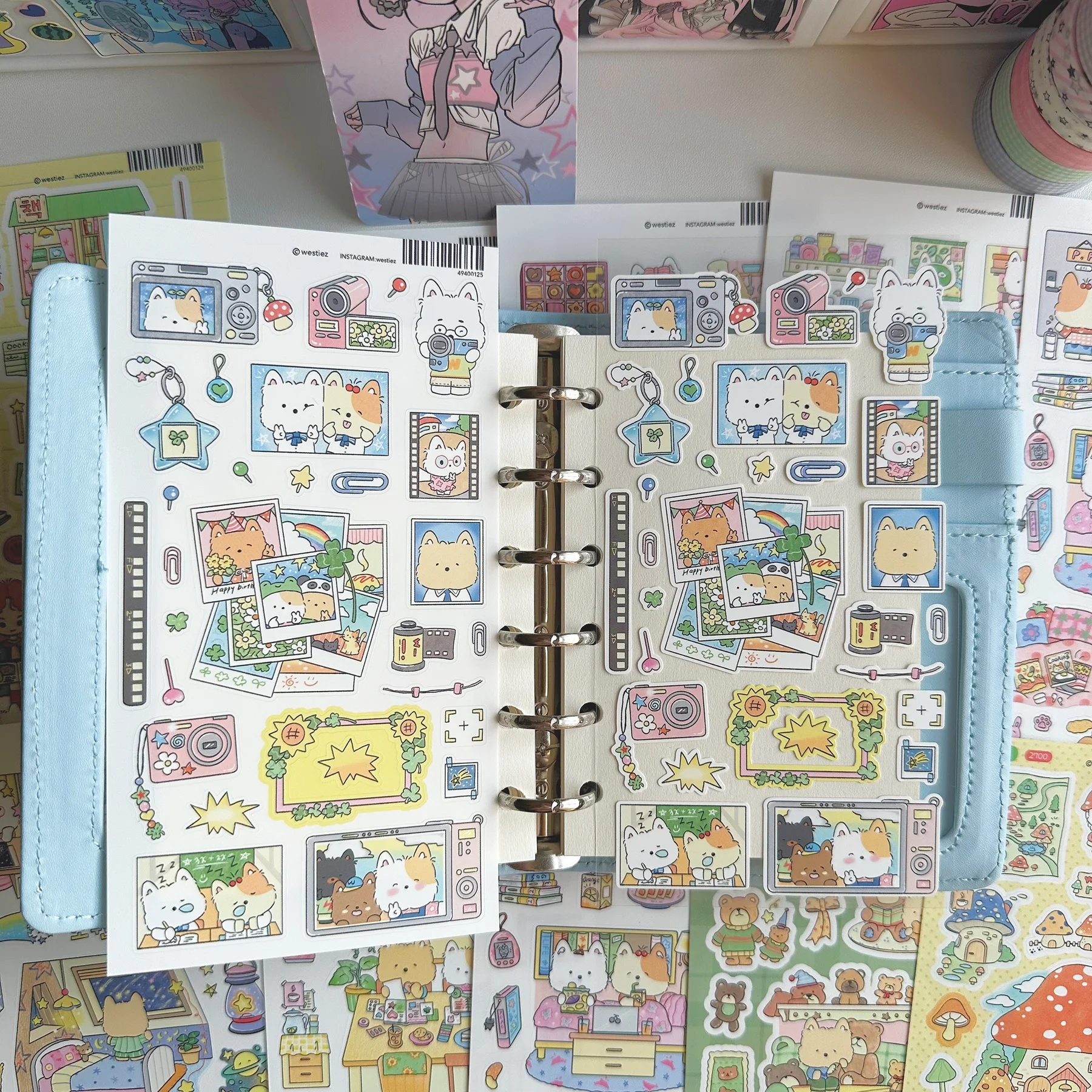 1/10PCS Korean Cute Cartoon Dog Sticker Kawaii West Highland Puppy Sticker Hand Account Planner Diary Notebook Scrapbook Sticker