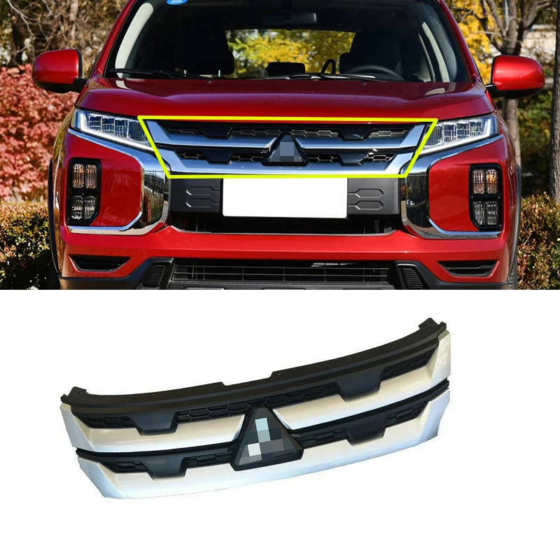 

FIT For Mitsubishi Outlander Sport ASX For Mitsubishi RVR 2020 2021 2022 chrome Front Center Mesh Grille Grill Replace assembly