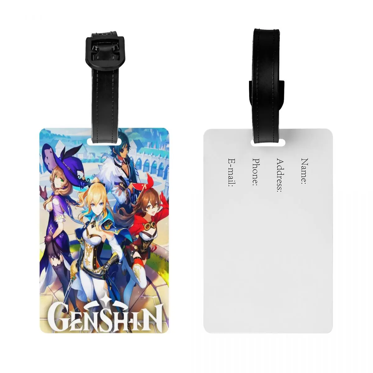 Custom Anime Genshins Impacts Luggage Tag Manga Kawaii Travel Bag Suitcase Privacy Cover ID Label