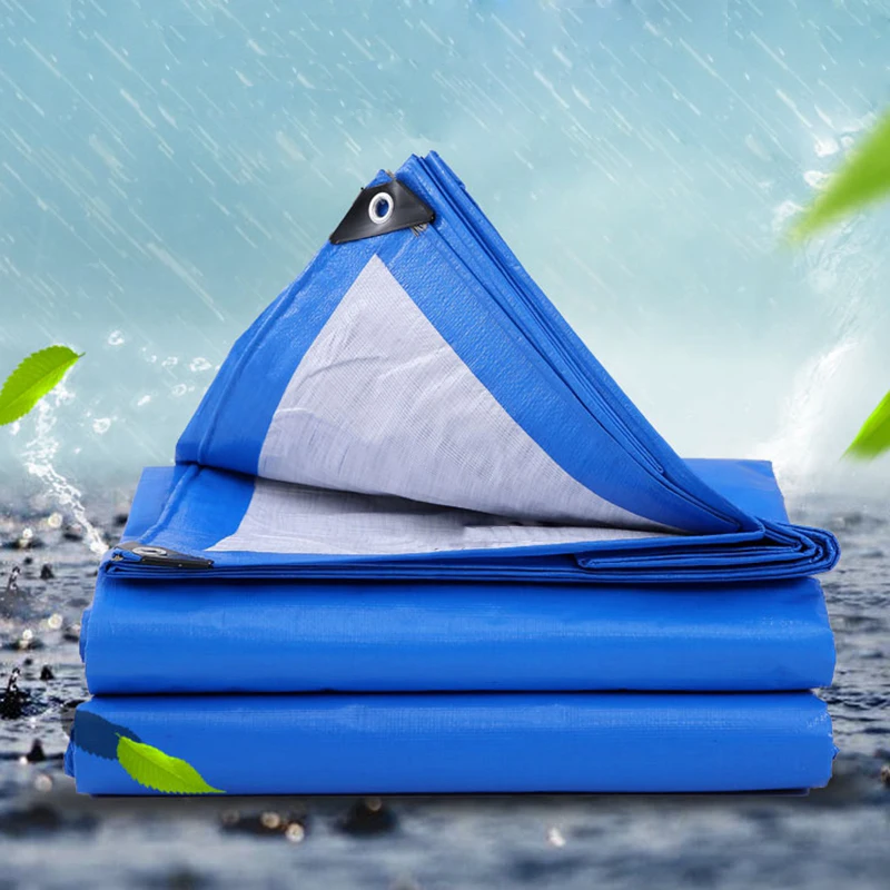 Blue White PE Tarpaulin Cover Garden Flower Furniture Waterproof Cloth Tent Pet House Shielding Motorcycle Tarpaulin For The Car