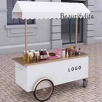 Multifunctional decorative float stall trolley mobile hand push coffee cart activity exhibition field exhibition cart