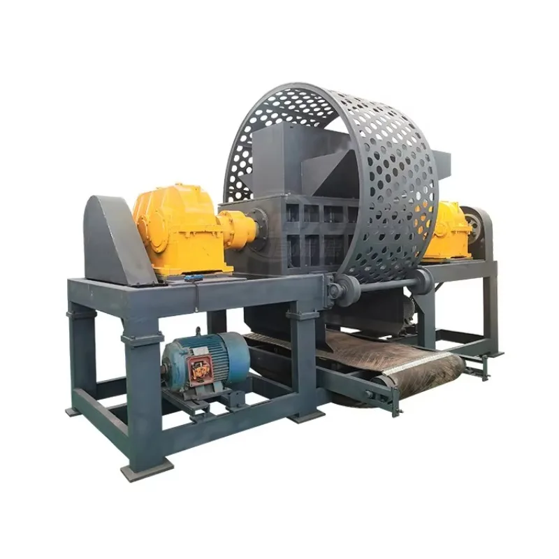 Customized Rubber Shredding Waste Plastic Shredding High Efficiency Automatic Car Tire Crusher Machine For Recycling Plants