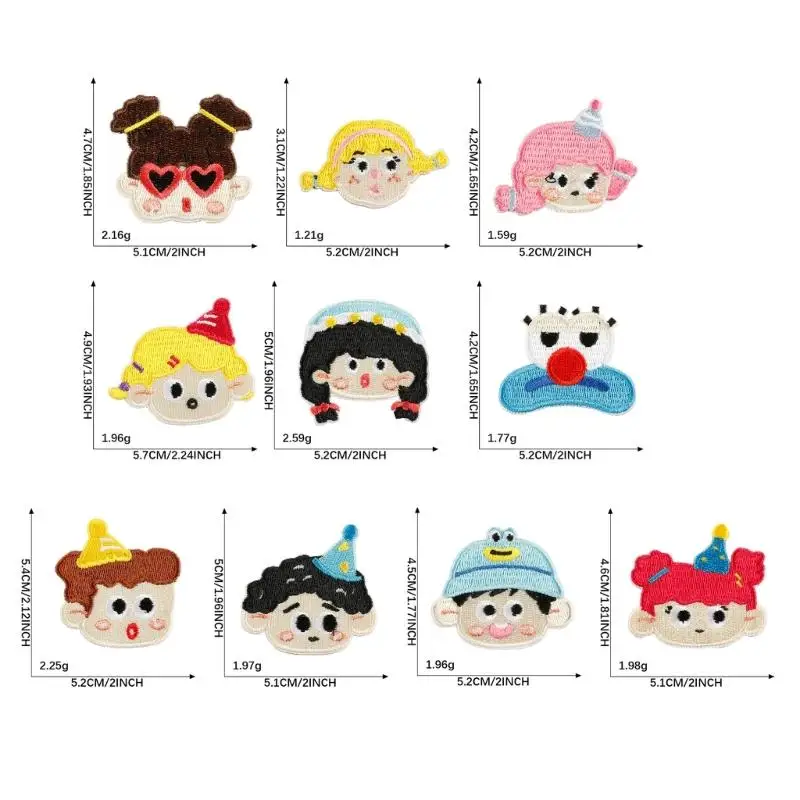39bd 10pcs Patches textiles brodées pour décoration projets vêtements pour enfants thème