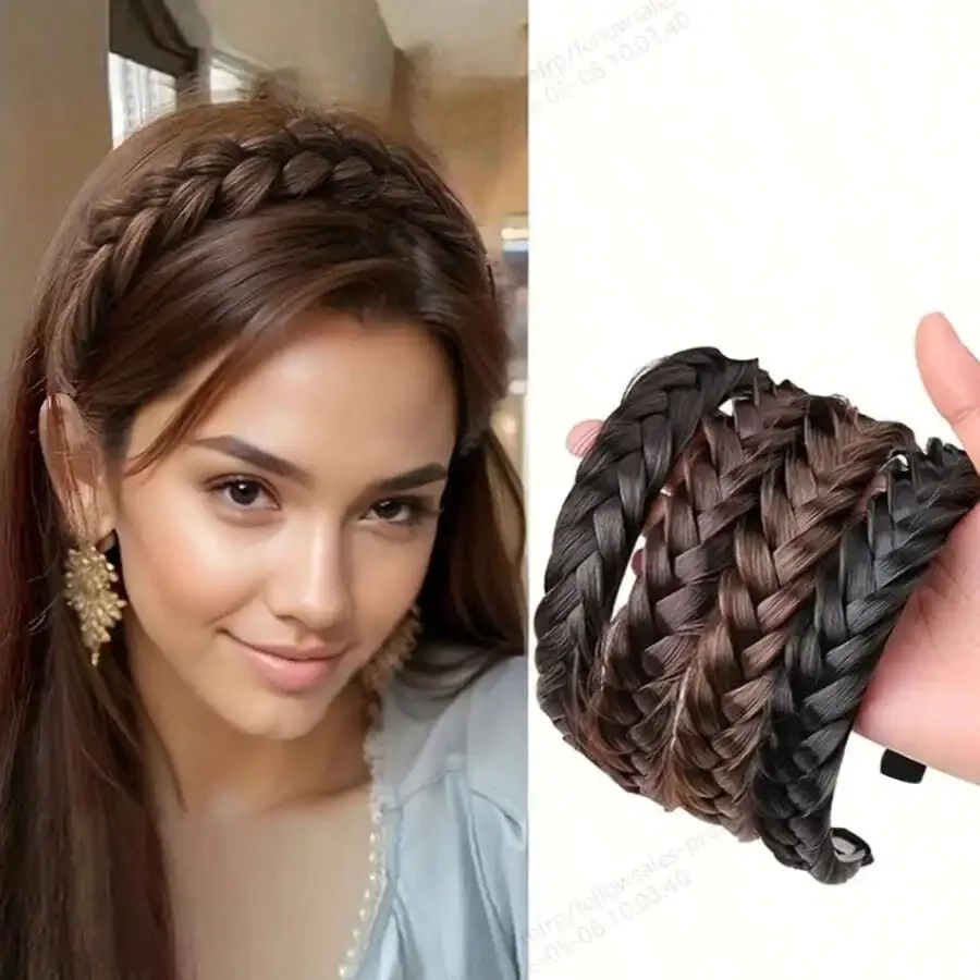 

1pc Women's Elegant Fishbone Woven Headband, Minimalist Non-Slip Solid Color Hair Accessory, Ideal For Spring/Summer Parties, Ho