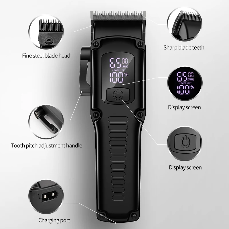 KIKIDO 6500RPM Hair Clipper Combo Kits Electric Shaver Professional Hair Trimmer Rechargeable Cordless Haircut Machine for Men